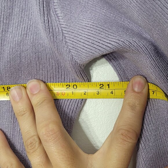 Dynamite Light Purple Puff Sleeve V-Neck Knitted Pullover Sweater Cropped Small - Picture 11 of 12